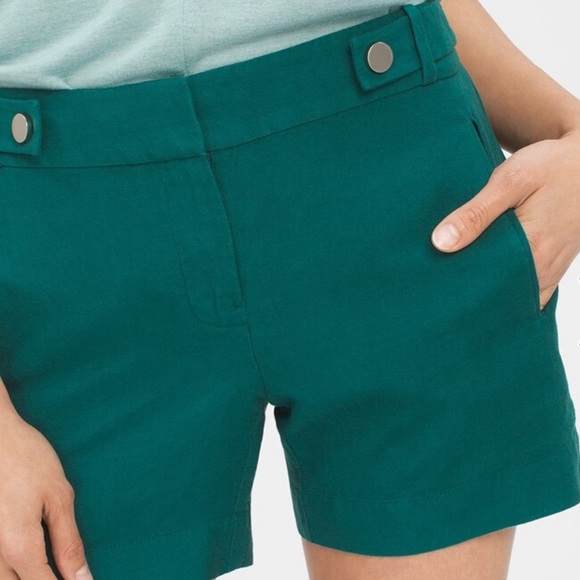 NWT WHBM Linen-Blend Shorts in Harbour, Sz 4 - Picture 3 of 8